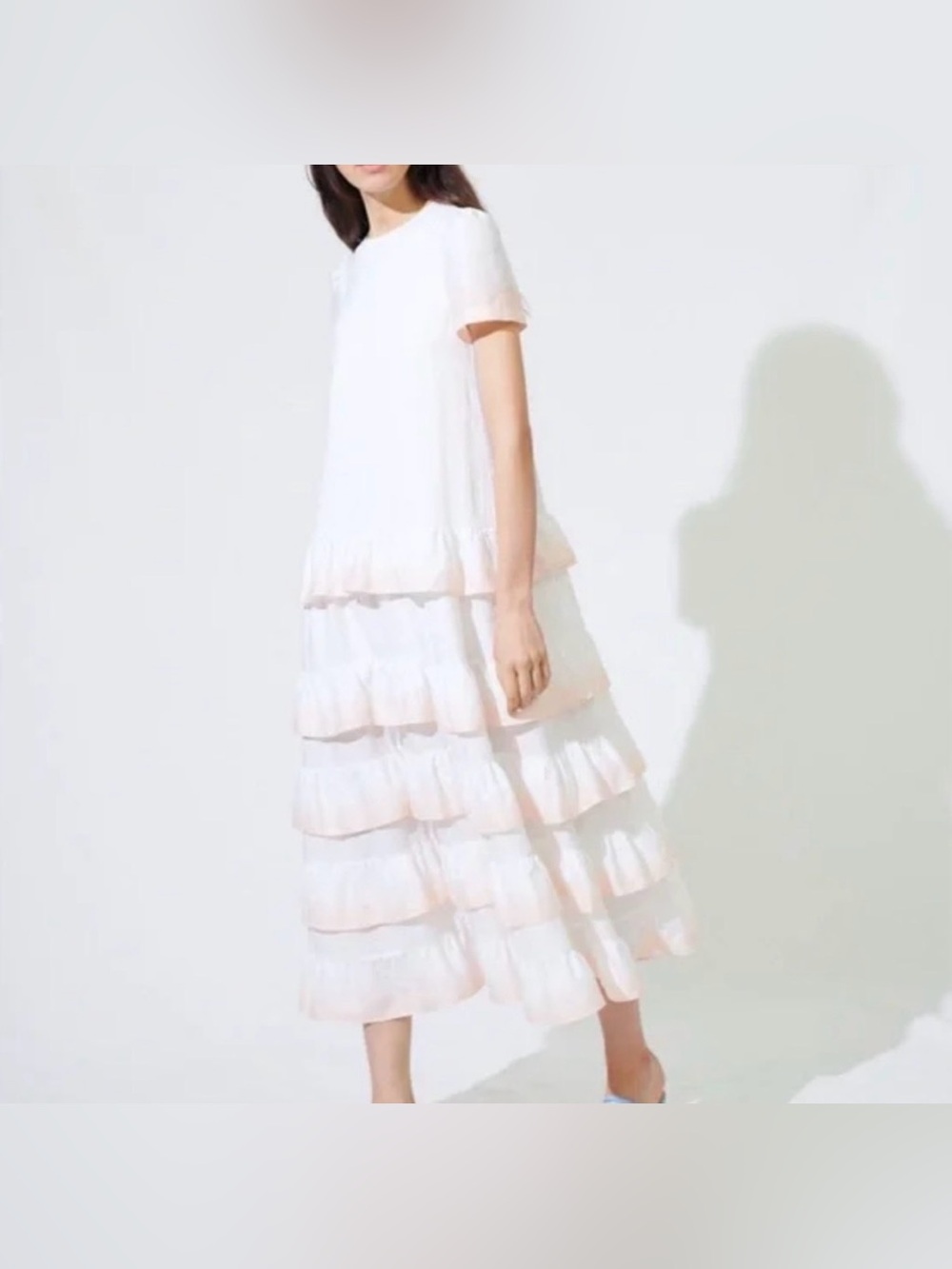 Maje Ralaxy Ombre White & Peach Maxi Dress, size 36/US 4